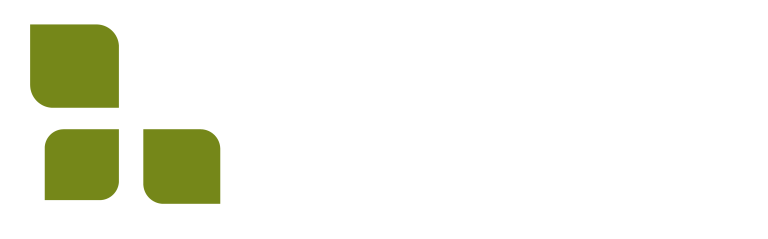 Logo with a green and white geometric leaf beside the text: Harvest View Hickory Haven Manufactured Housing Communities.